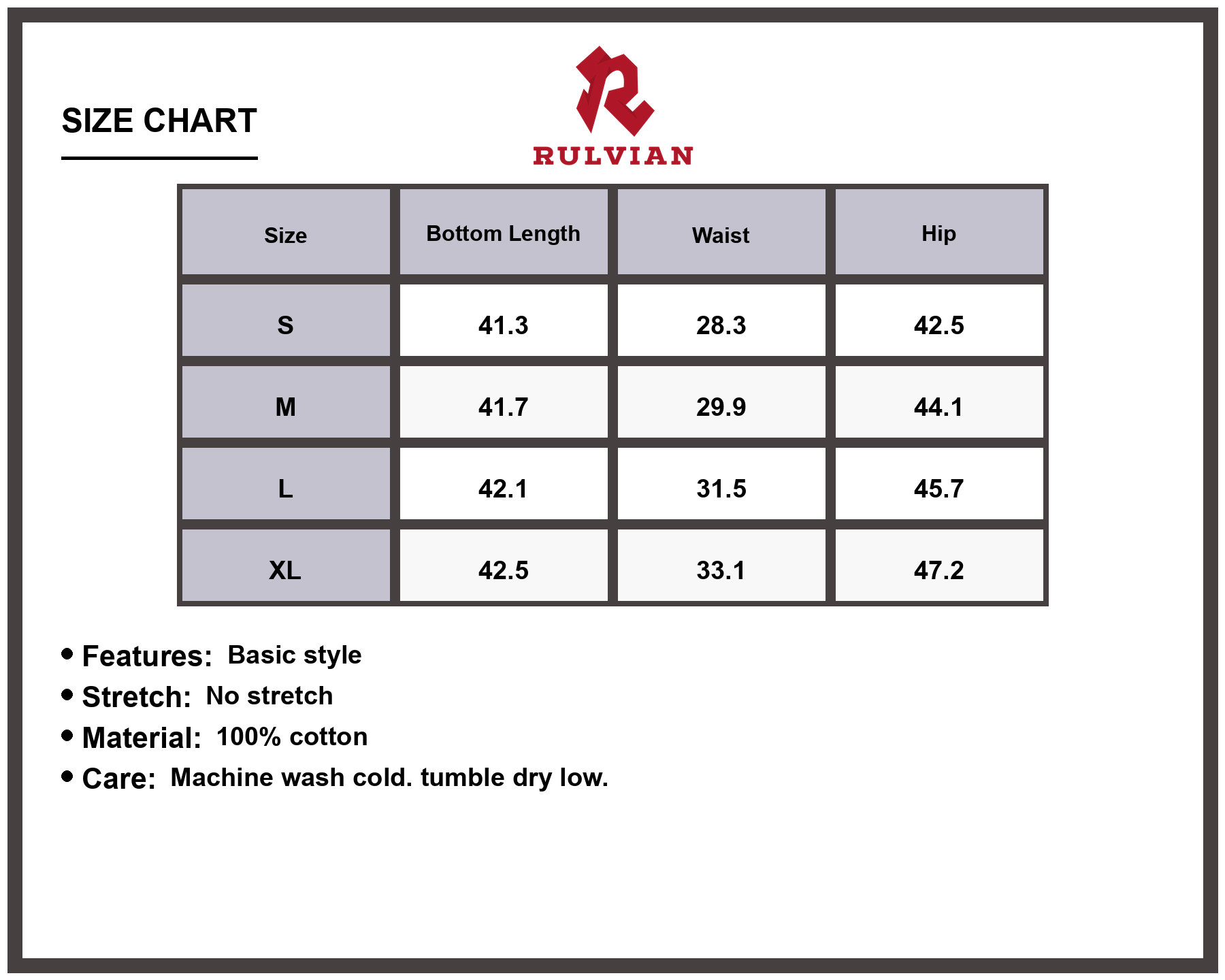 Size Chart - Men's Baggy Jeans Loose Fit Denim Pants with Utility Pockets Durable Versatile Casual Everyday Streetwear Apparel Relaxed Fit