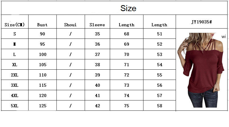 Size Chart - Women's One Shoulder Flared Sleeve T Shirt