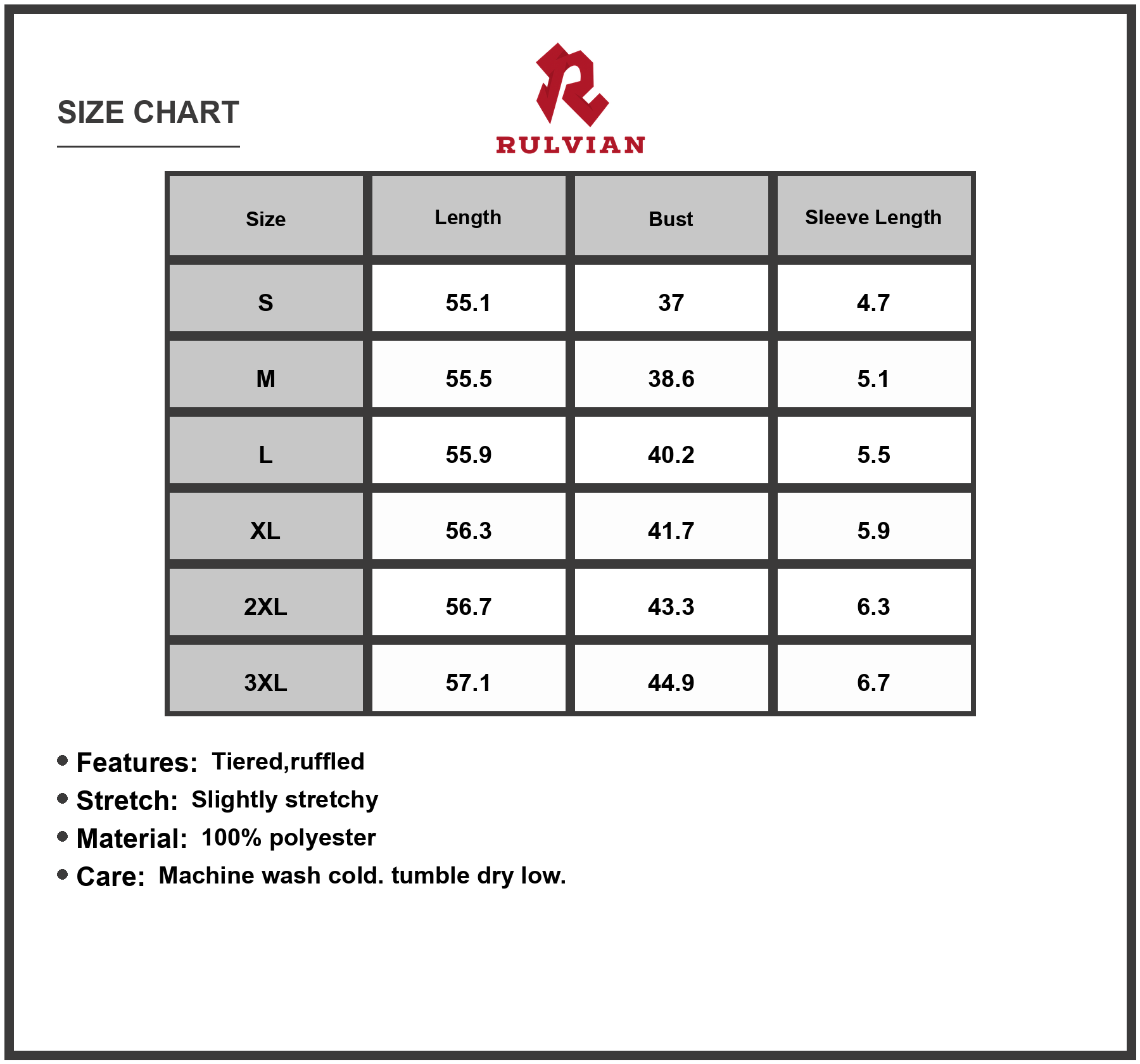 Size Chart - Women's Paisley Print Cap Sleeve Maxi Dress Plus Size Full Size Tiered Ruffle Stretch Not Lined 50% Polyester