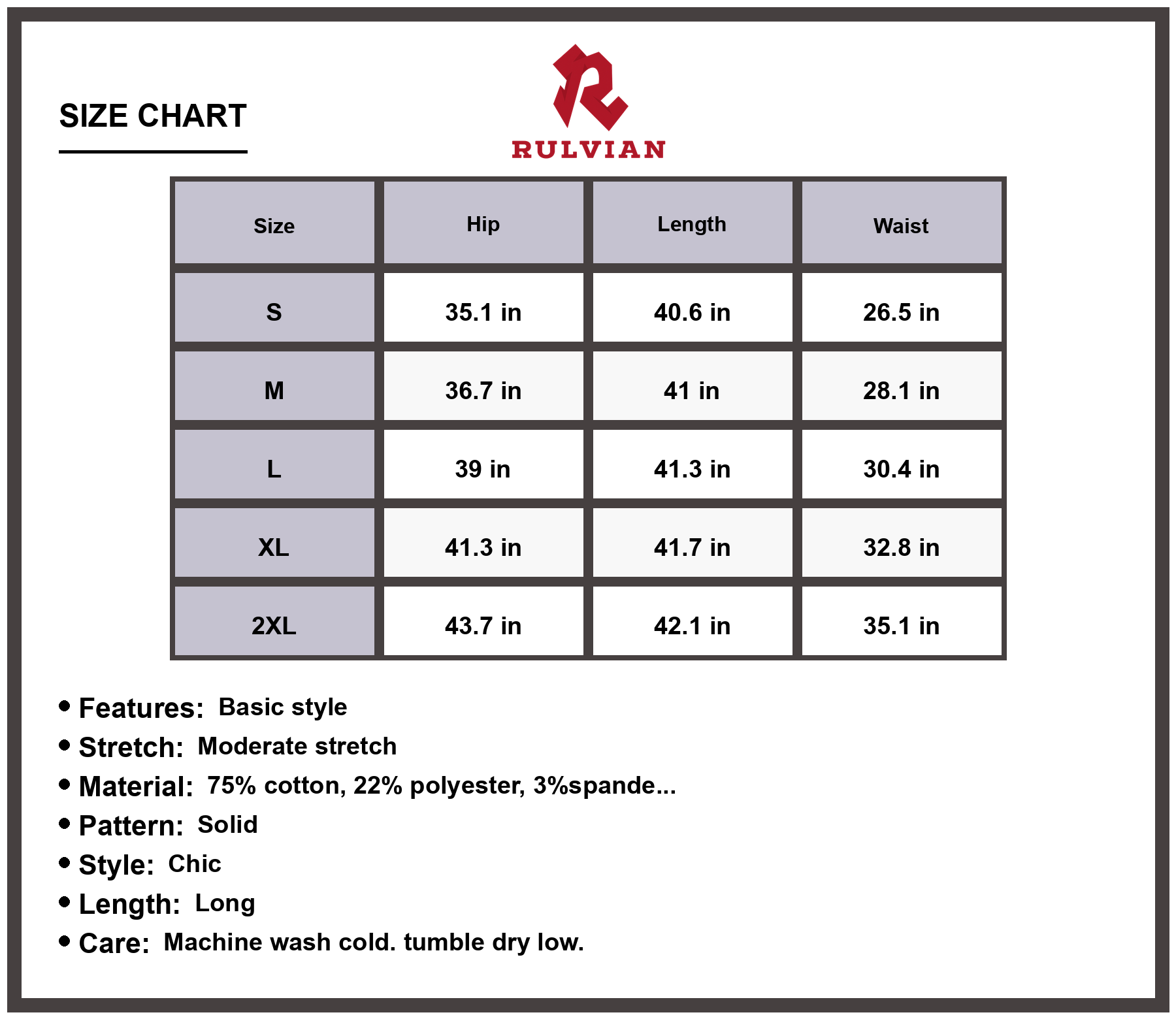 Size Chart - Women's Wide Leg Long Jeans Chic Solid Casual Everyday Pants Premium High Quality Durable Versatile Modern Fit