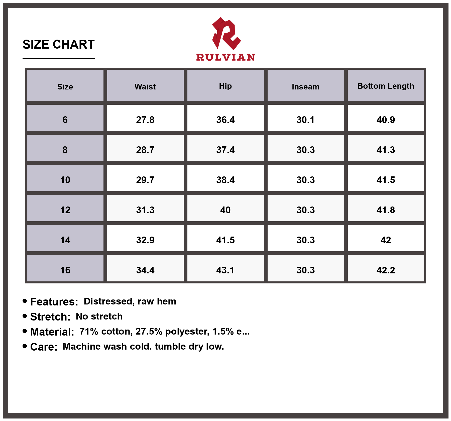 Size Chart - Women's Distressed Straight Leg Jeans with Pockets Raw Hem Premium Durable Denim Pants for Casual Everyday Fashion Versatile Outfit