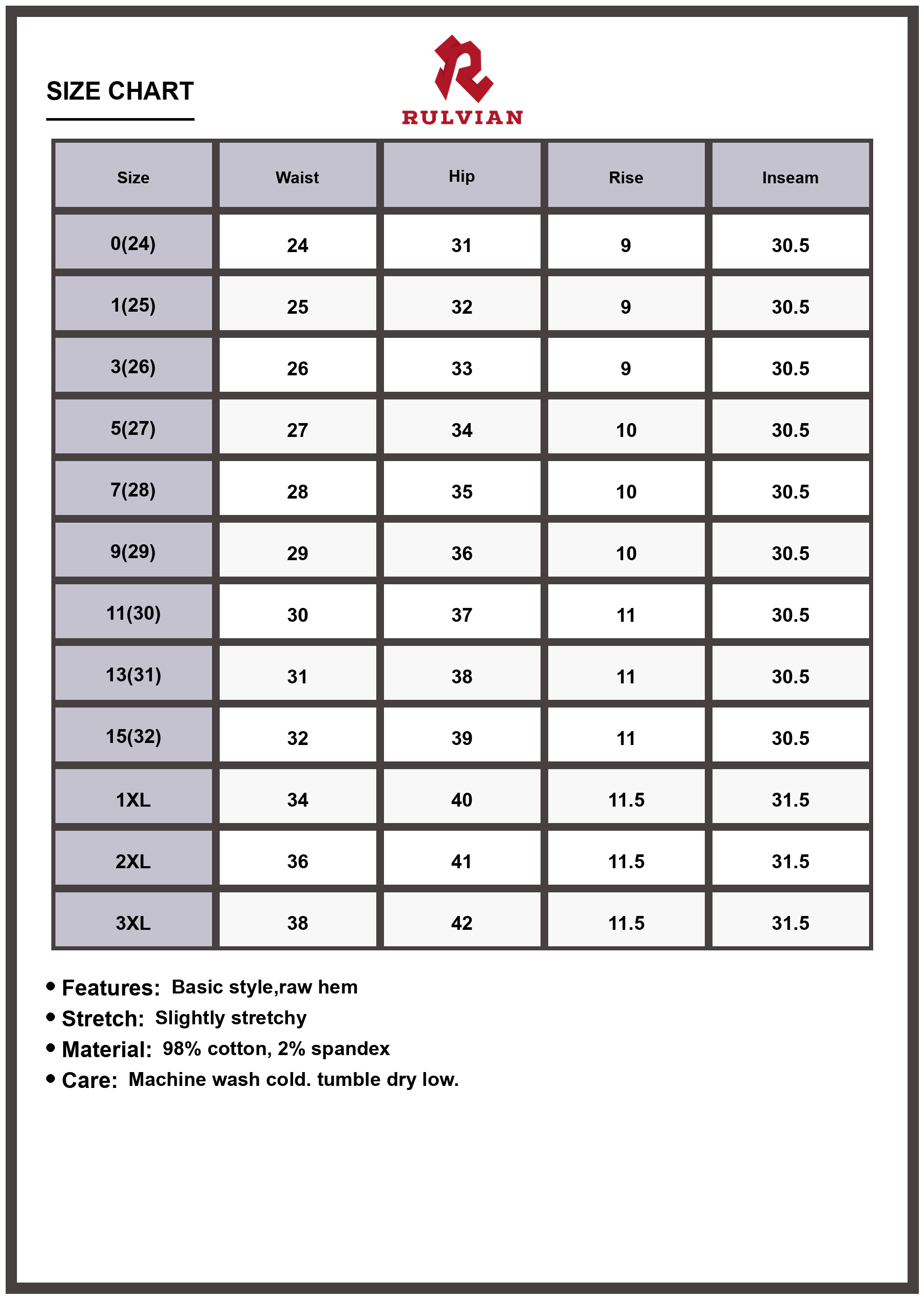 Size Chart - Women's Wide Leg Raw Hem Jeans Plus Size High Waisted Khaki Beige Cropped Premium Versatile Everyday Durable Apparel