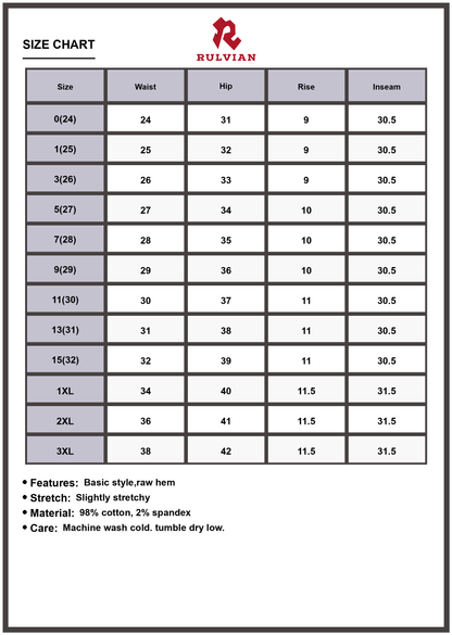 Size Chart - Women's Wide Leg Raw Hem Jeans Plus Size High Waisted Khaki Beige Cropped Premium Versatile Everyday Durable Apparel
