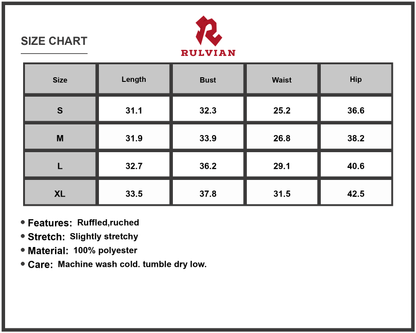 Size Chart - Women's Bubble Hem Mini Dress with Ruffled Ruched Stretch Bodice Not Lined Polyester % Fabric Elegant Everyday Dress