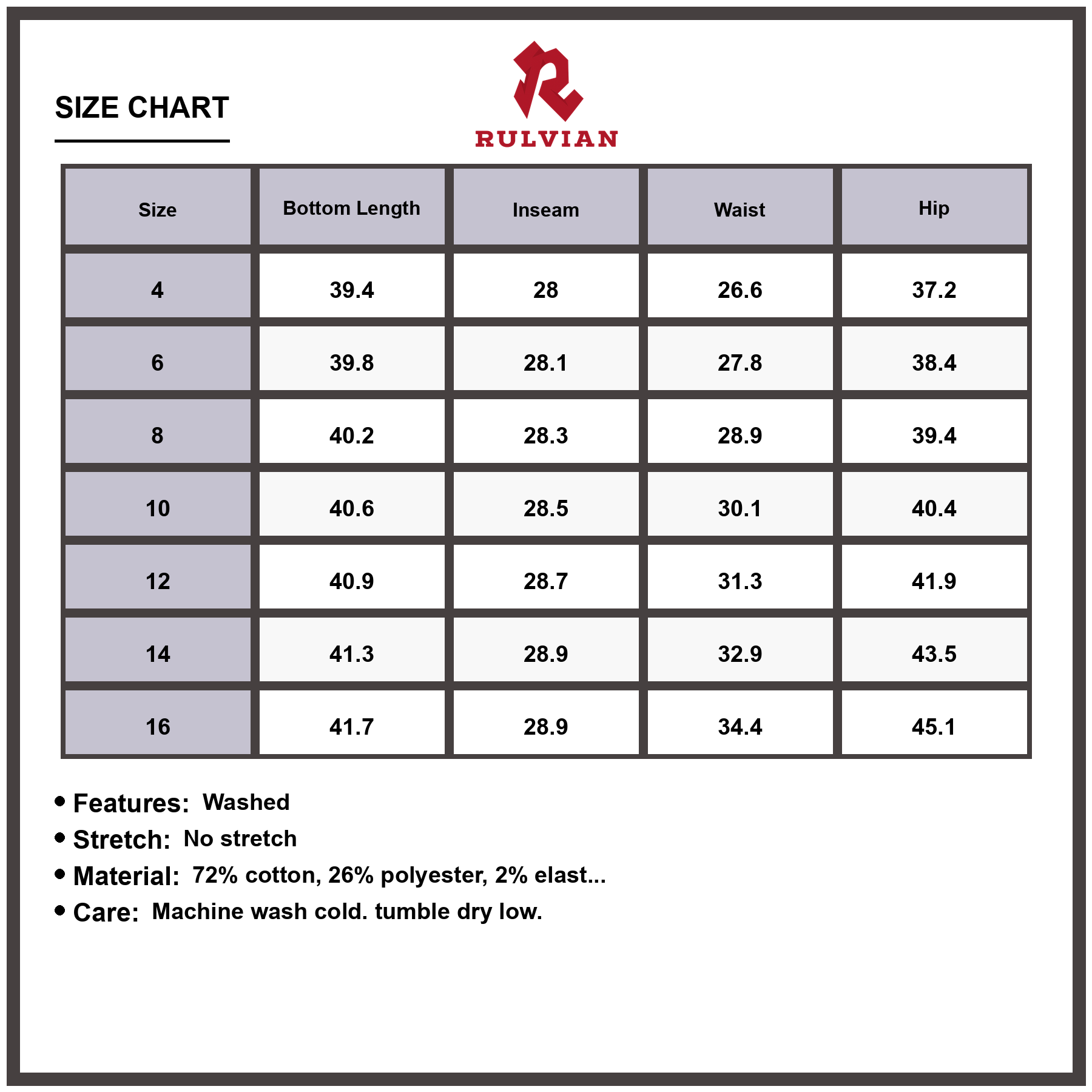 Size Chart - Women's High Waist Loose Straight Leg Jeans Exposed Stitching Washed Denim Casual Everyday Premium Quality Durable Versatile