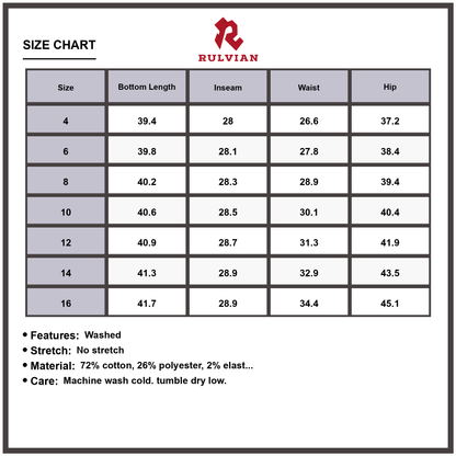 Size Chart - Women's High Waist Loose Straight Leg Jeans Exposed Stitching Washed Denim Casual Everyday Premium Quality Durable Versatile