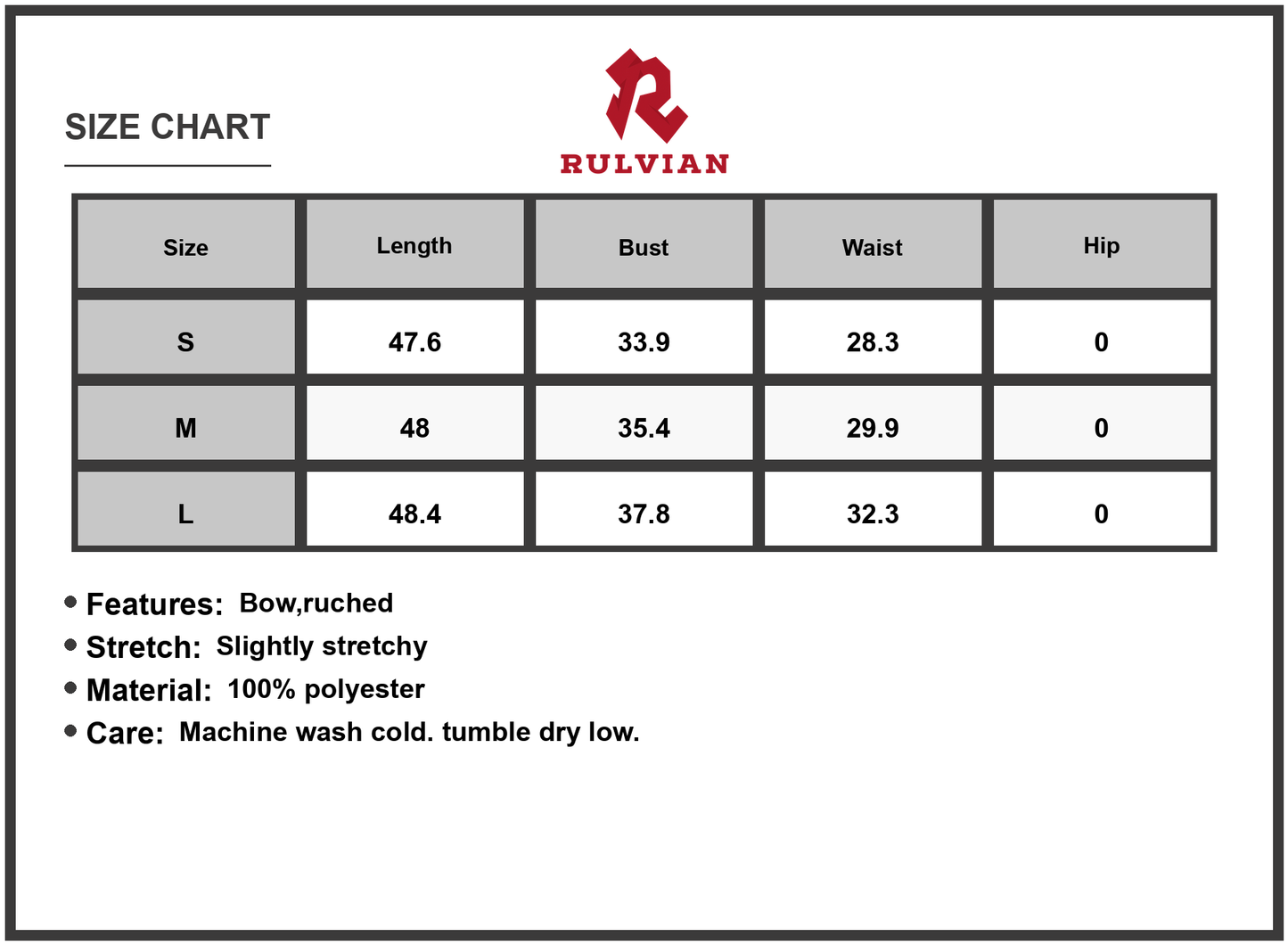 Size Chart - Women's Bow Detail Midi Cami Dress with Ruched Stretch 100% Polyester Fabric for Everyday Elegant Wear for day to night