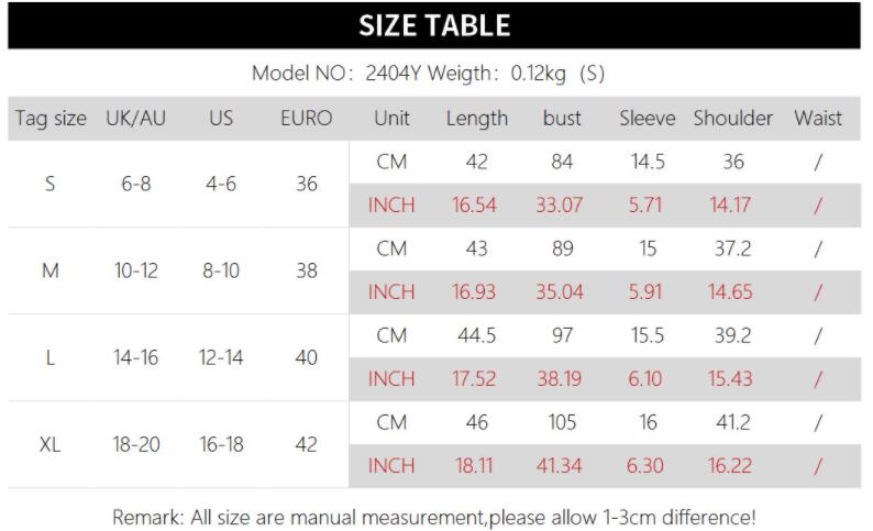Size Chart - Slim Fit Cropped Navel Super Short Sexy Round Neck Short Sleeve T-Shirt