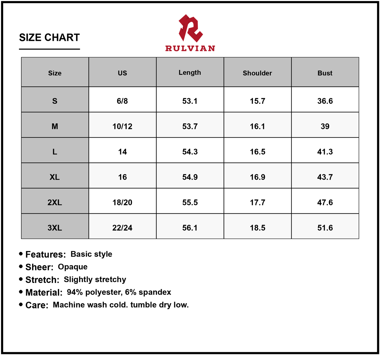 Size Chart - Women's Sleeveless Maxi Dress with Mock Neck Texture and Elegant Full Length Silhouette 94% polyester 6% spandex