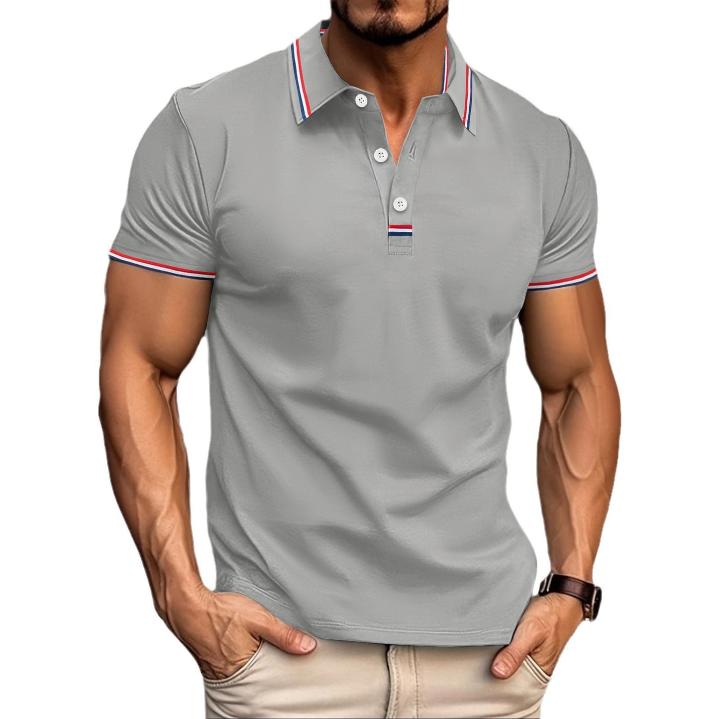 Men's Comfortable Loose Fit Short Sleeve Pull Button T Shirt Made From 100 Percent Polyester For Everyday Casual