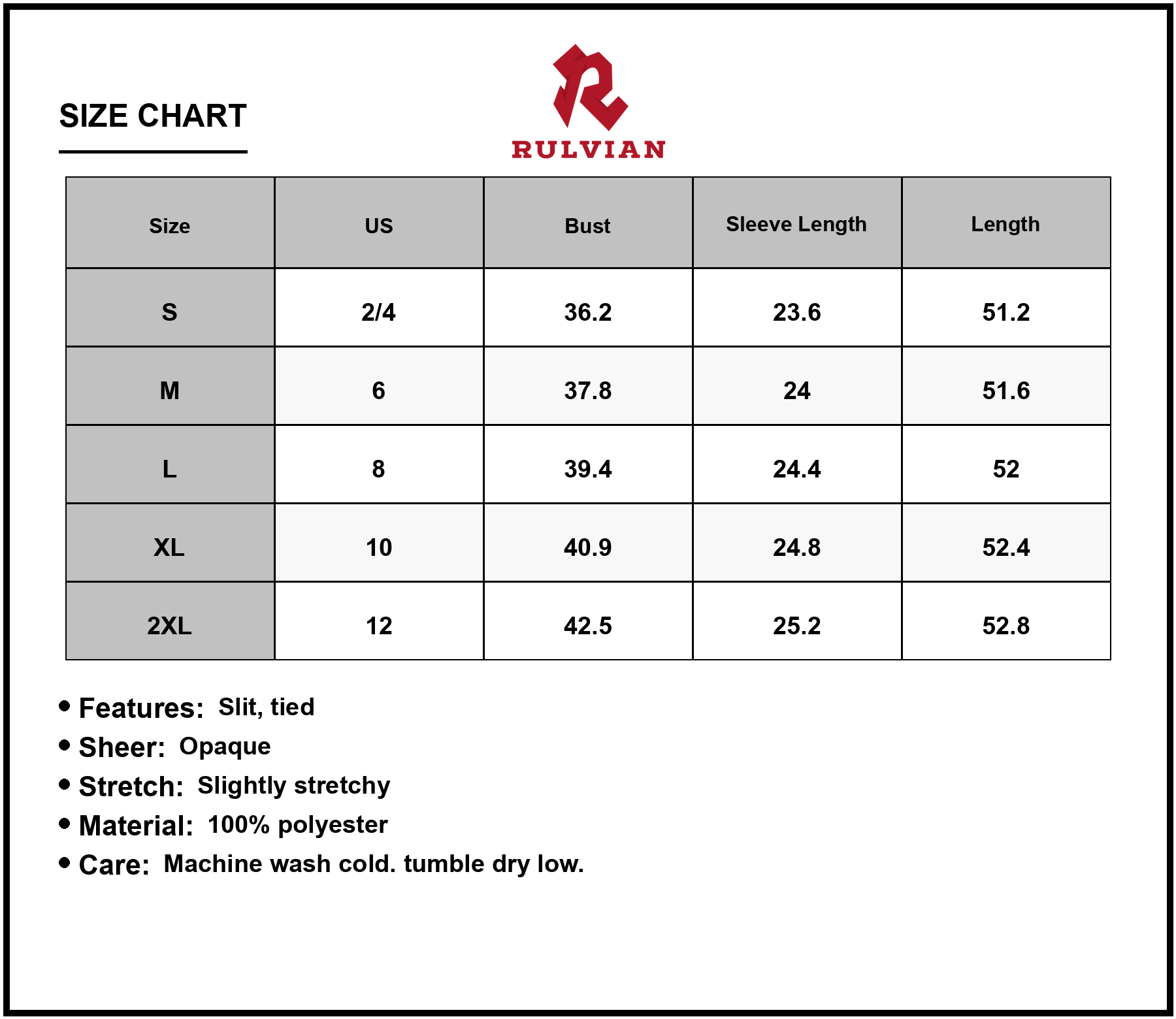 Size Chart - Women's Slit Plaid Tie Neck Long Sleeve Maxi Dress 100% Polyester Comfortable Flowy Silhouette For Everyday Occasion