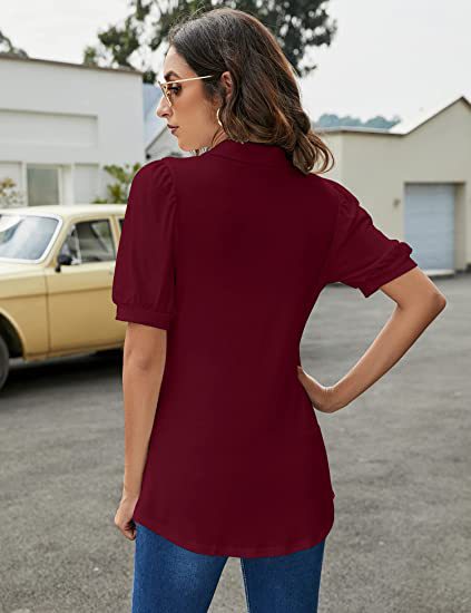 Men's Puff Sleeve Button Down Polo Shirt One Hundred Percent Polyester Fiber For Casual Wear For Daily Wear