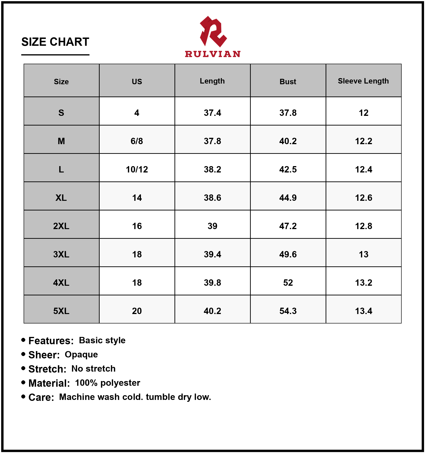 Size Chart - Women's full size round neck half sleeve dress with pockets crafted in one hundred percent polyester fabric for