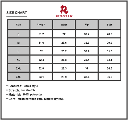 Size Chart - Women's Deep V Neck Printed Dress Plus Size with Polyester Fabric 100% for Stylish Everyday Wear Machine Washable