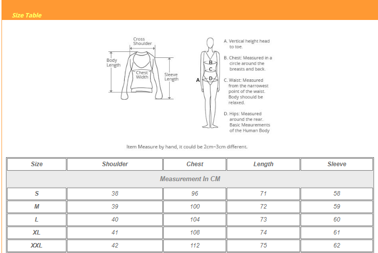 Size Chart - Chiffon Blouse