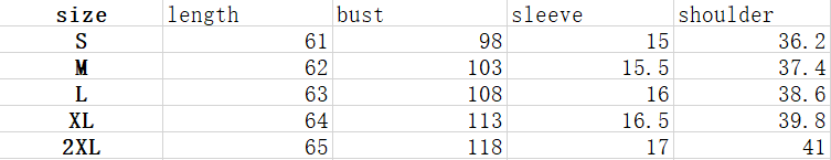 Size Chart - Solid Color V-neck Button Short Sleeves