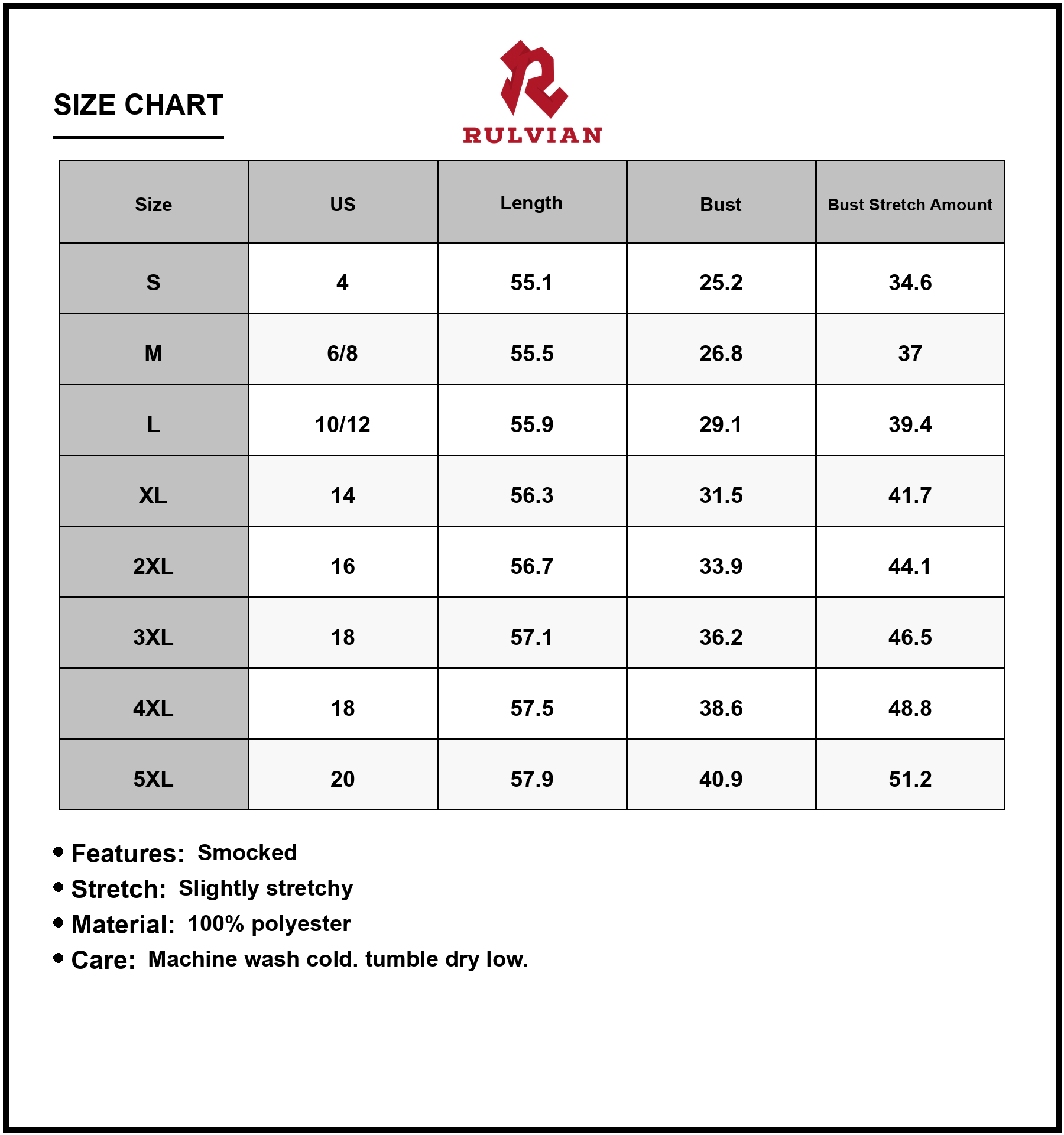 Size Chart - Women's Leopard Print Spaghetti Strap Maxi Dress Plus Size 100% Polyester Flowing Silhouette for Everyday Wear