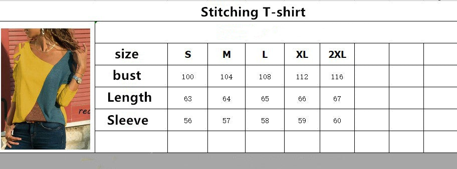Size Chart - Multi Contrast Crew Neck Casual Long Sleeve