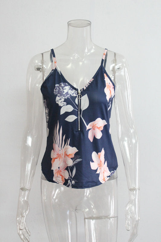 Womens Milk Silk Print Camisole With Thirty To Fifty Percent Cotton Main Fabric And Cotton Lining Soft Feel