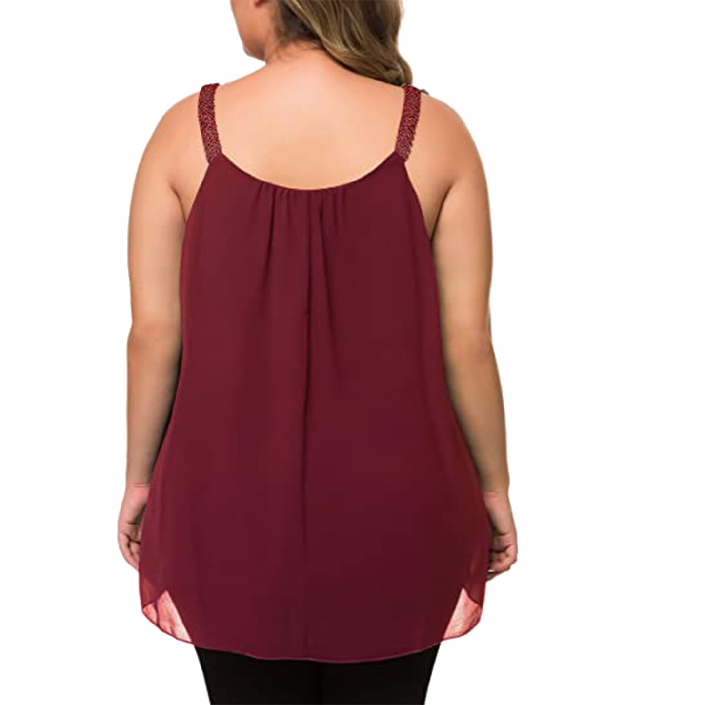 Men's Chiffon Shirt Black Round Neck Solid Color Polyester for European American Style and Daily Commuting