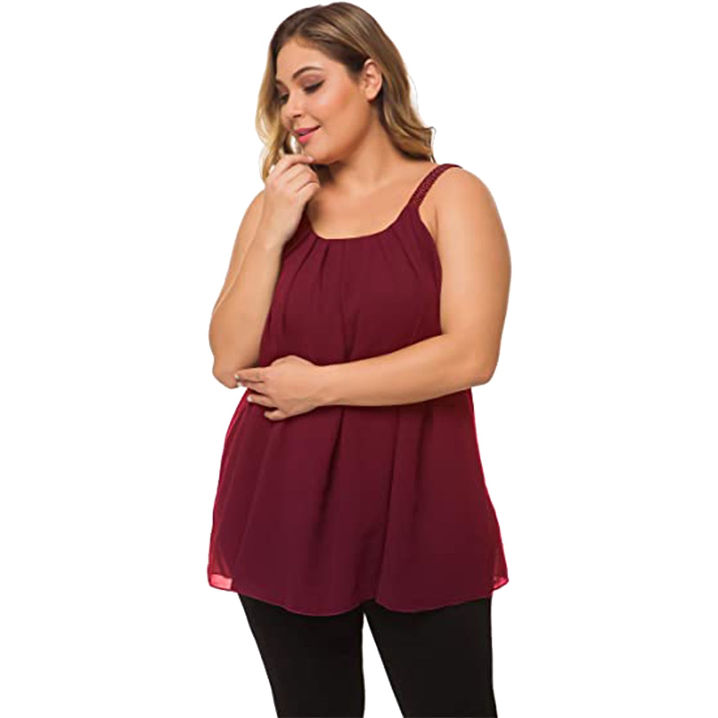 Men's Chiffon Shirt Black Round Neck Solid Color Polyester for European American Style and Daily Commuting