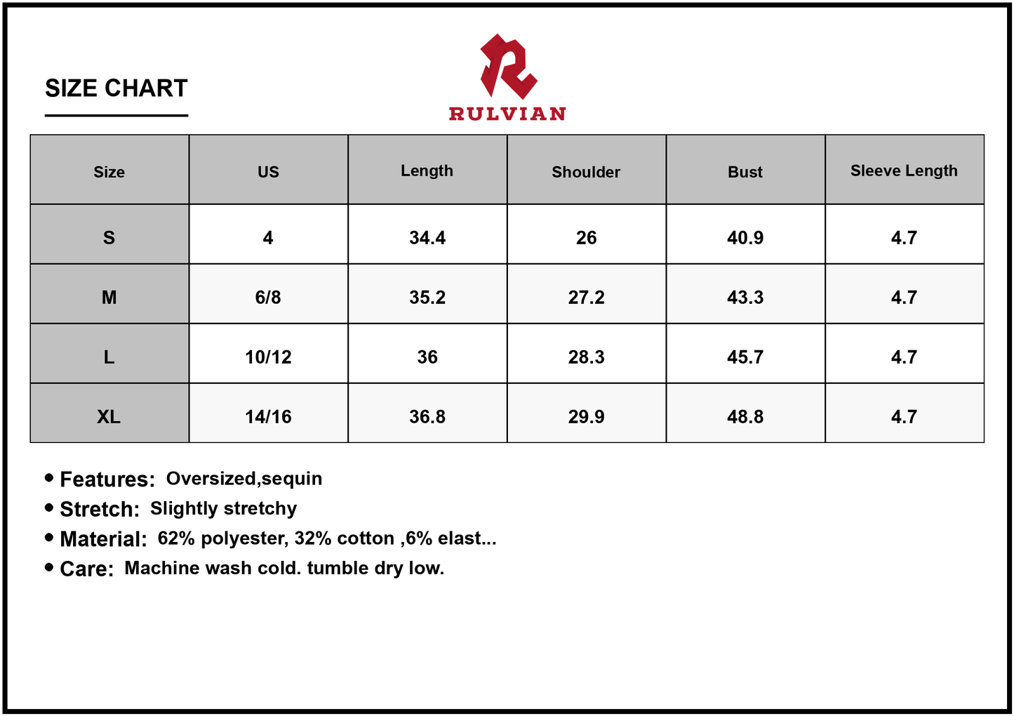 Size Chart - Women's American Flag Bow Print Dress with sixty two percent polyester thirty two percent cotton six percent elastane