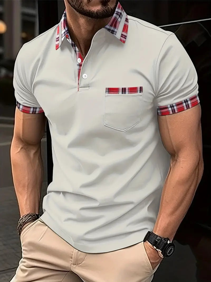 Men's Summer Button Pocket Short Sleeve T Shirt One Hundred Percent Pearl Cotton Fabric Lightweight Breathable