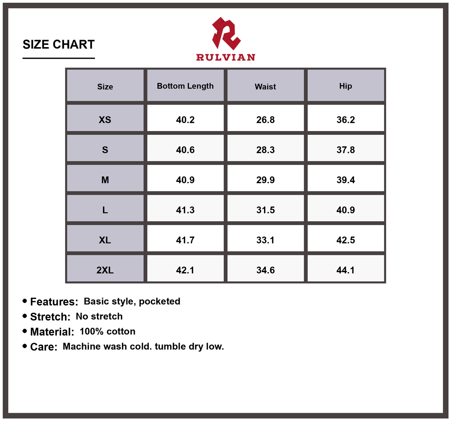 Size Chart - Men's Camouflage Jeans with Cargo Pockets 100% Cotton Durable Casual Outdoor Work Pants Rugged Military Style Tactical