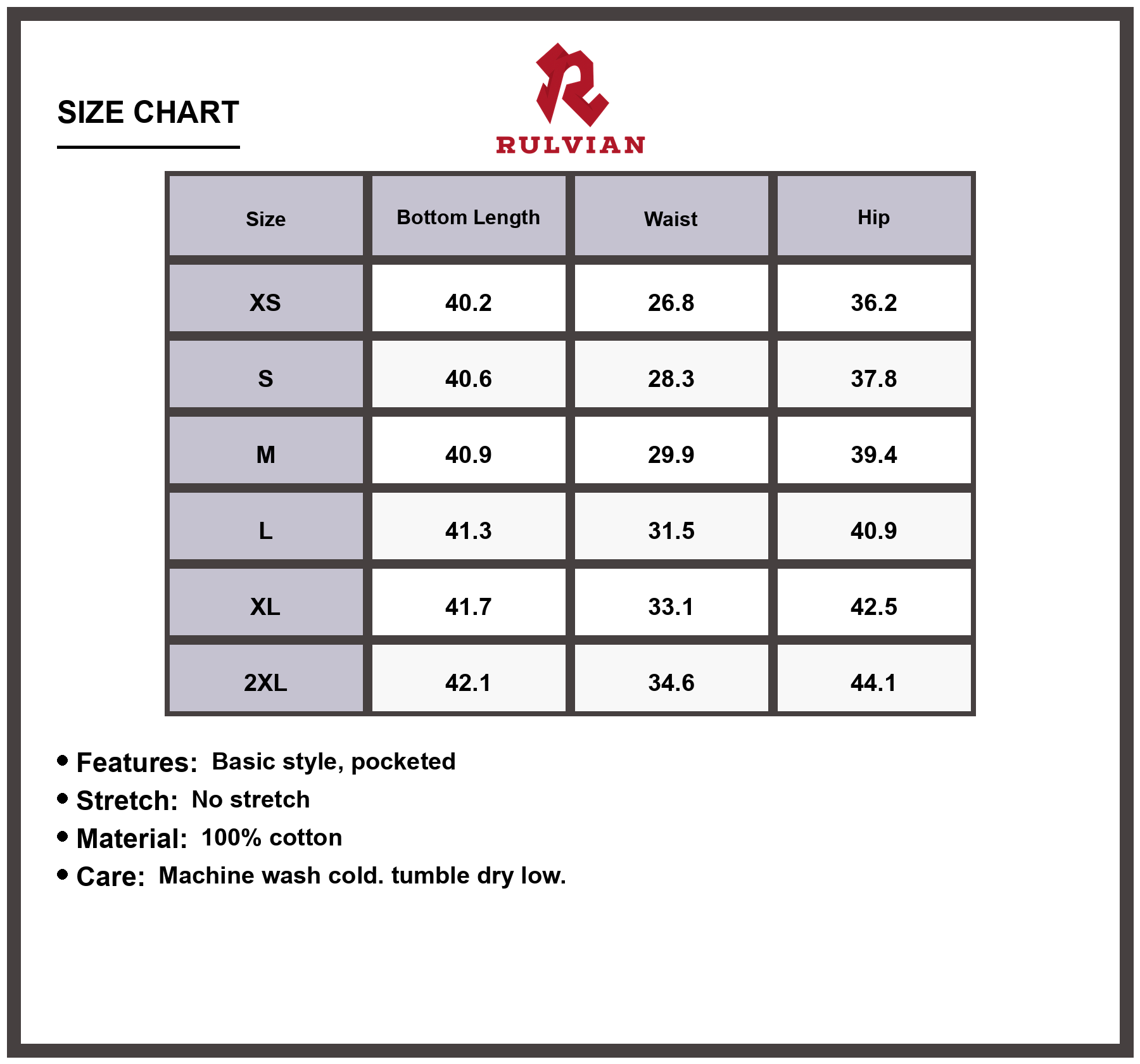 Size Chart - Men's Camouflage Jeans with Cargo Pockets 100% Cotton Durable Casual Outdoor Work Pants Rugged Military Style Tactical