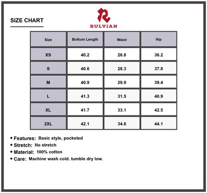 Size Chart - Men's Camouflage Jeans with Cargo Pockets 100% Cotton Durable Casual Outdoor Work Pants Rugged Military Style Tactical