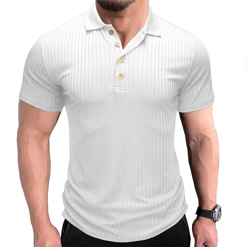 Men's Polo Short Sleeve Lapel T Shirt Solid Color Casual Cotton Blend Tee For Everyday Wear And Comfort