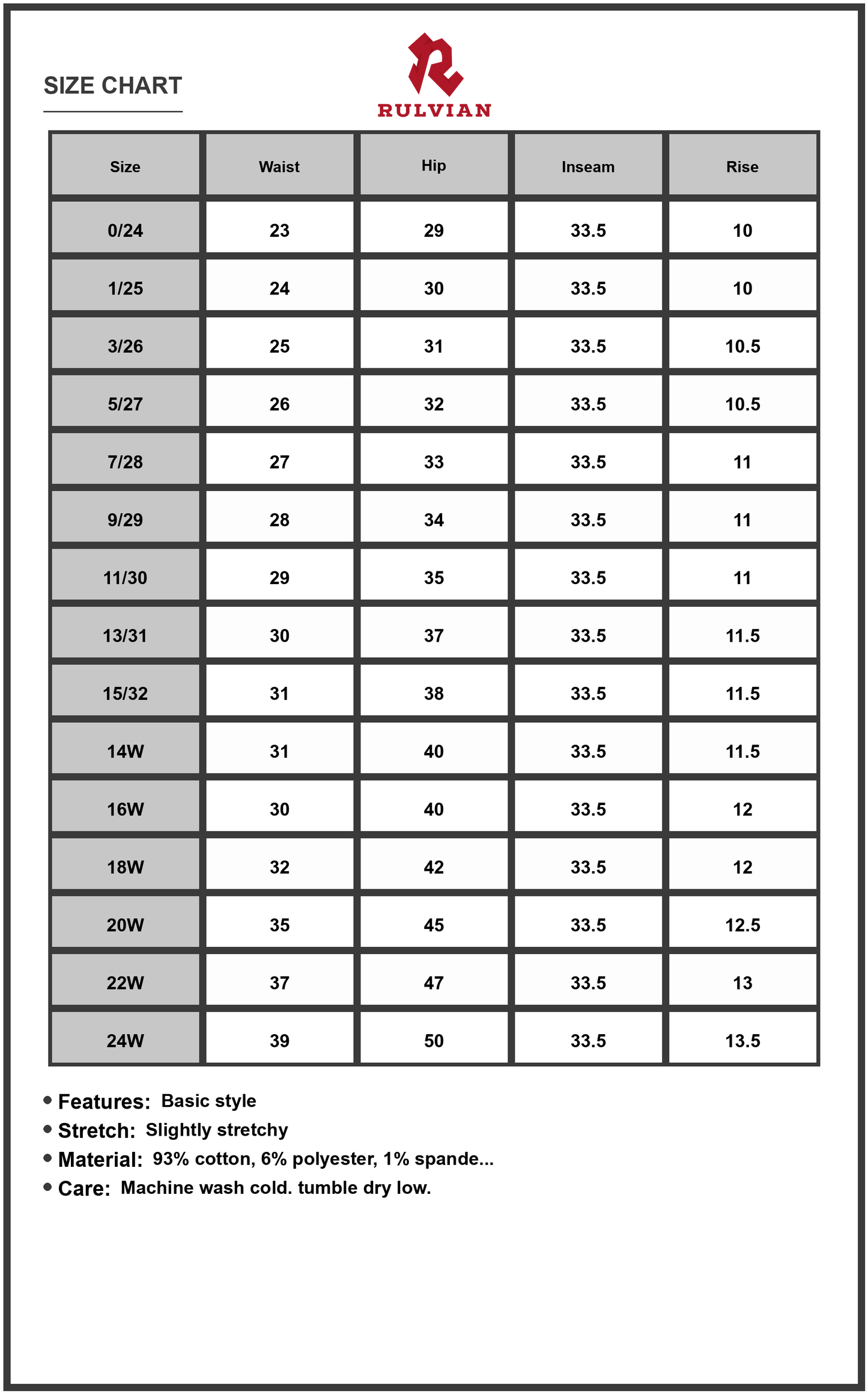 Size Chart - Women High Rise Flare Jeans Plus Size Denim Pants With Functional Pockets Trendy Versatile Flattering Retro Look Durable