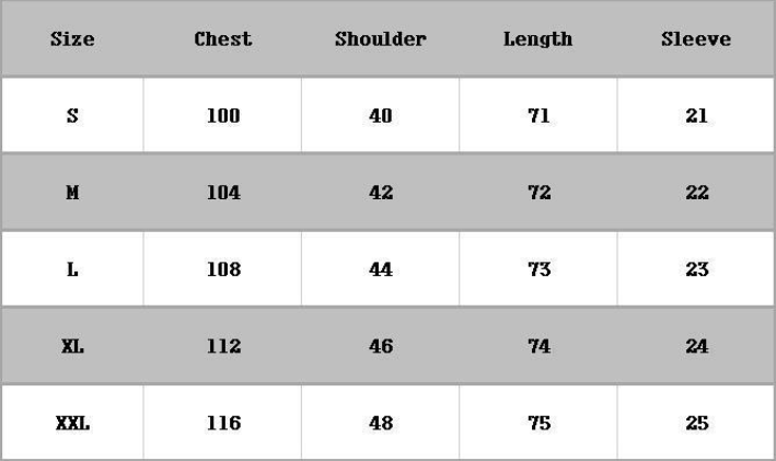 Size Chart - Men's Clothing Short Sleeve Printed Polo Shirt T-shirt