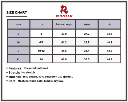 Size Chart - Women's High-Waisted Wide-Leg Jeans with Pockets Button Closure Durable Premium Denim Pants for Versatile Casual Everyday Wear