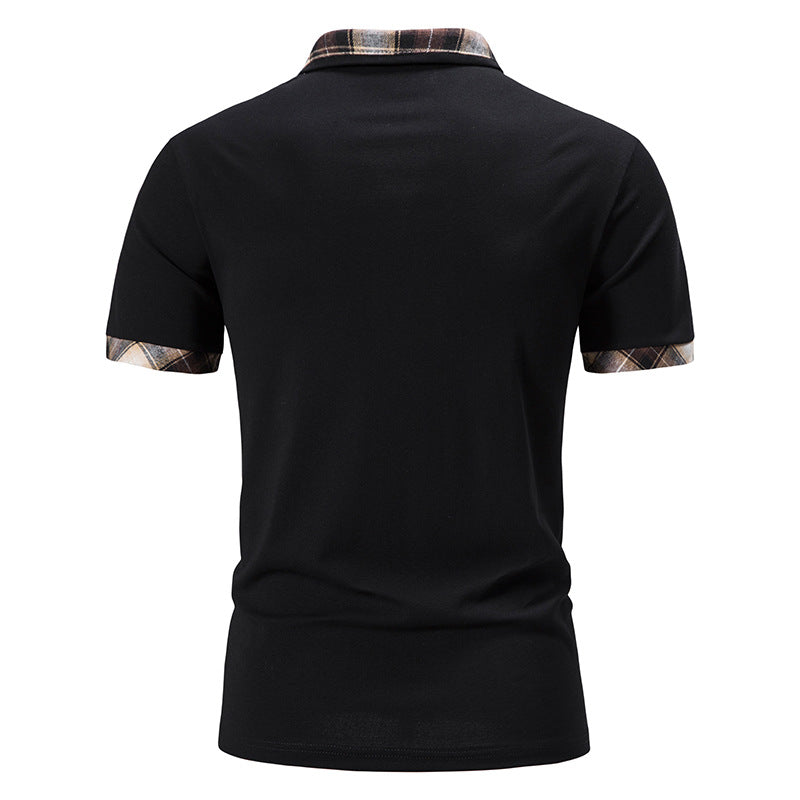 Men's Plaid Colorblock Short Sleeve Polo Shirt for Summer in Cotton % Polyester Blend Lightweight Breathable Daily