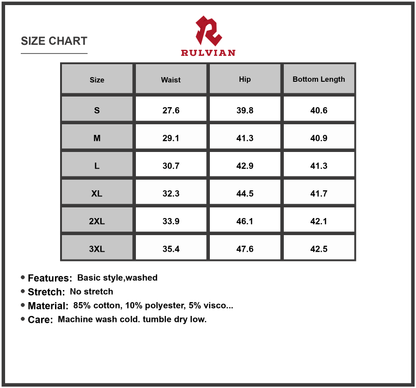 Size Chart - Mens Wide Leg Jeans Vintage Wash Plus Size Denim Pants Durable Everyday Relaxed Fit Casual Classic Trousers for Men