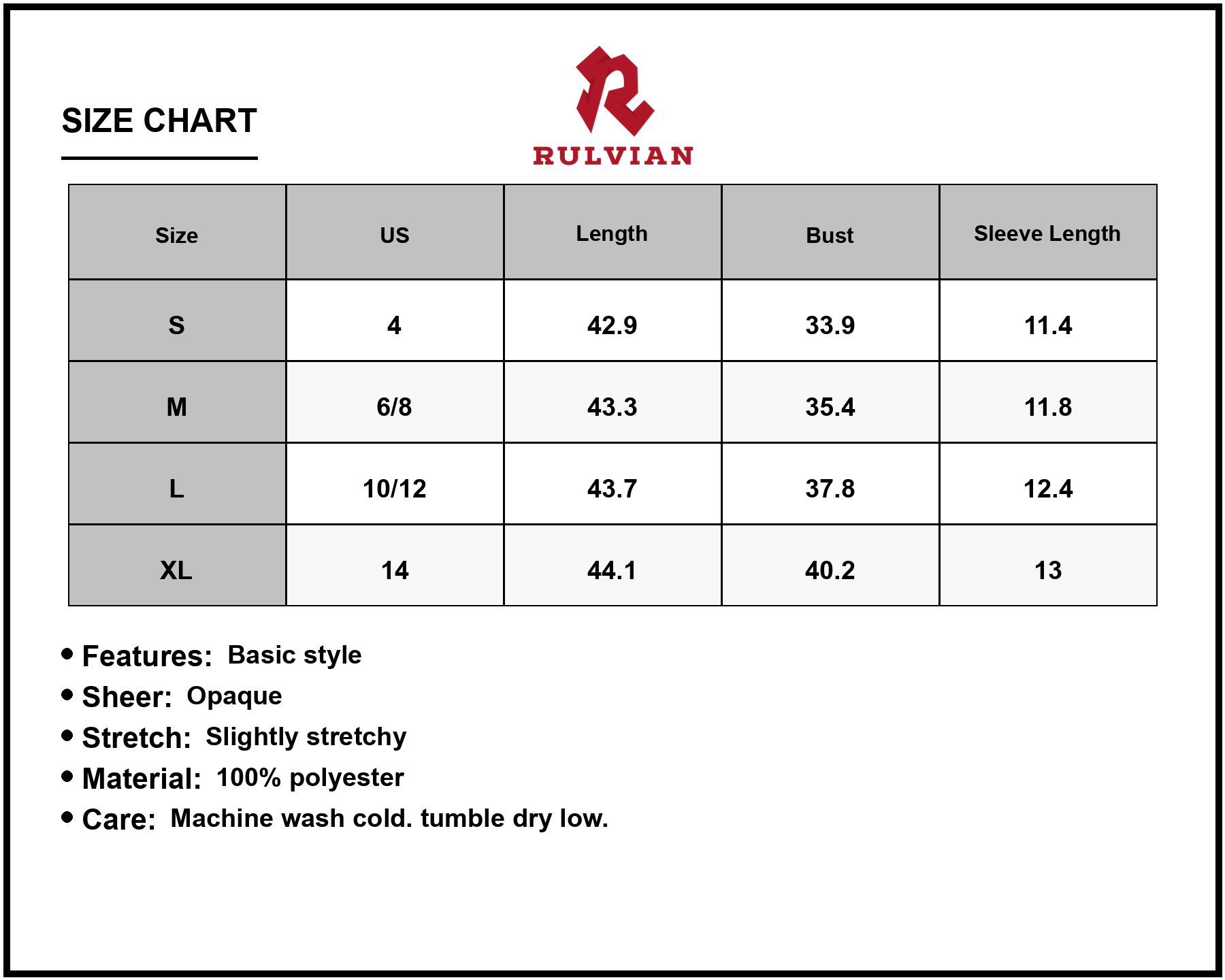 Size Chart - Women's Plaid Square Neck Short Sleeve Dress with 100% Polyester Fabric and Subtle Stretch for Everyday Comfort