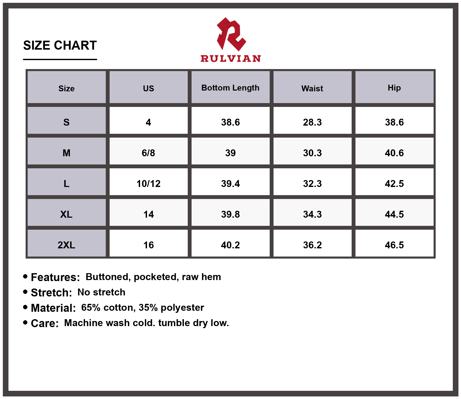 Size Chart - Women's Loose Fit Jeans with Pockets Raw Hem Design Premium Casual Everyday Wear Durable Construction Versatile Style