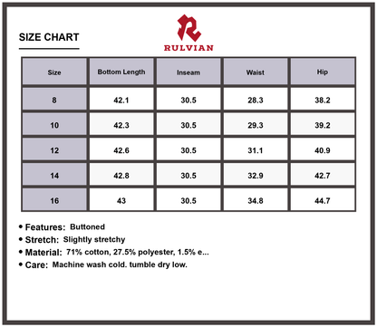 Size Chart - Women's High Waist Flared Jeans Button Fly Slightly Stretchy Premium Durable Denim Pants for Casual Everyday Fashion