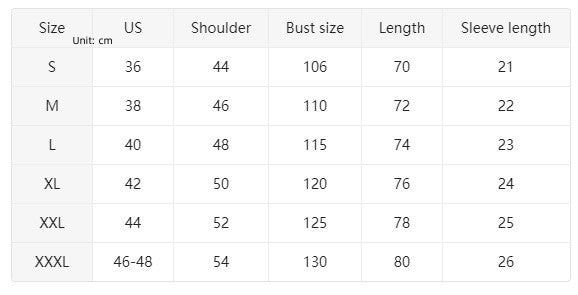 Size Chart - Men's Summer Stripes Printed Casual Short Sleeve