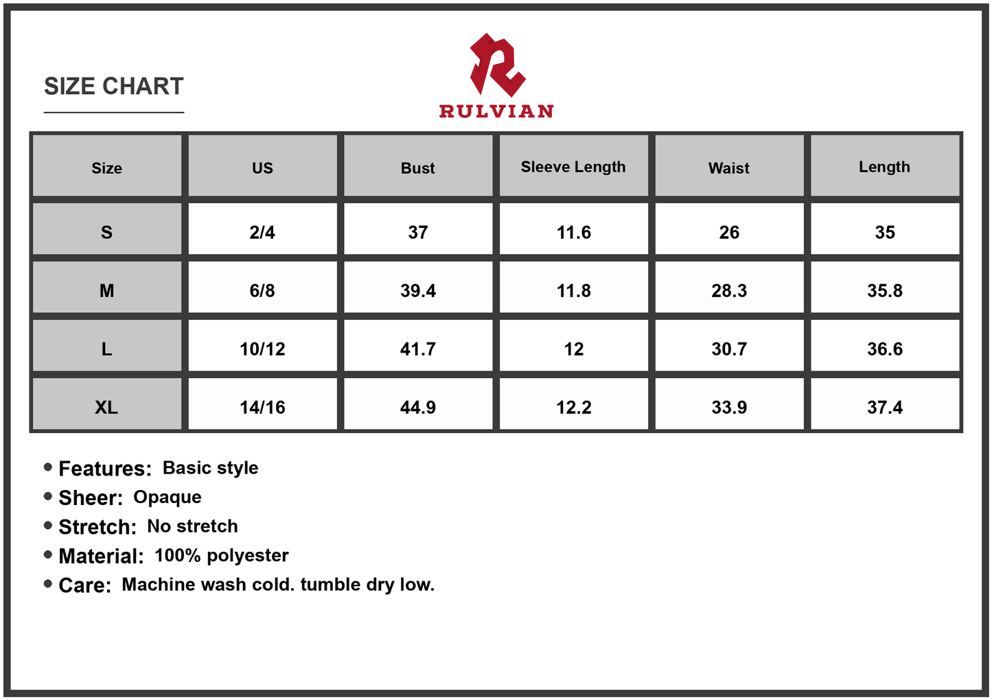 Size Chart - Women's Tiered Printed Short Sleeve Mini Dress 100% Polyester Lightweight Flowing Silhouette for Everyday Casual Wear