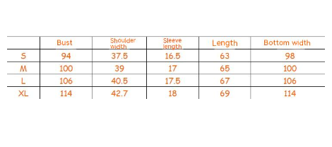 Size Chart - Fashion Round Neck Pullover Short Sleeve