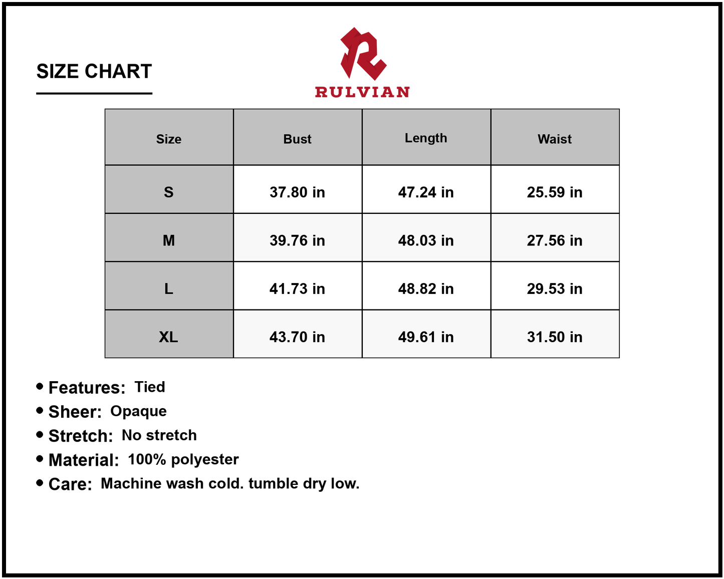 Size Chart - Women's Swiss Dot Tie Neck Sleeveless Dress 100% Polyester Lightweight Elegant Everyday Wear for Summer Parties