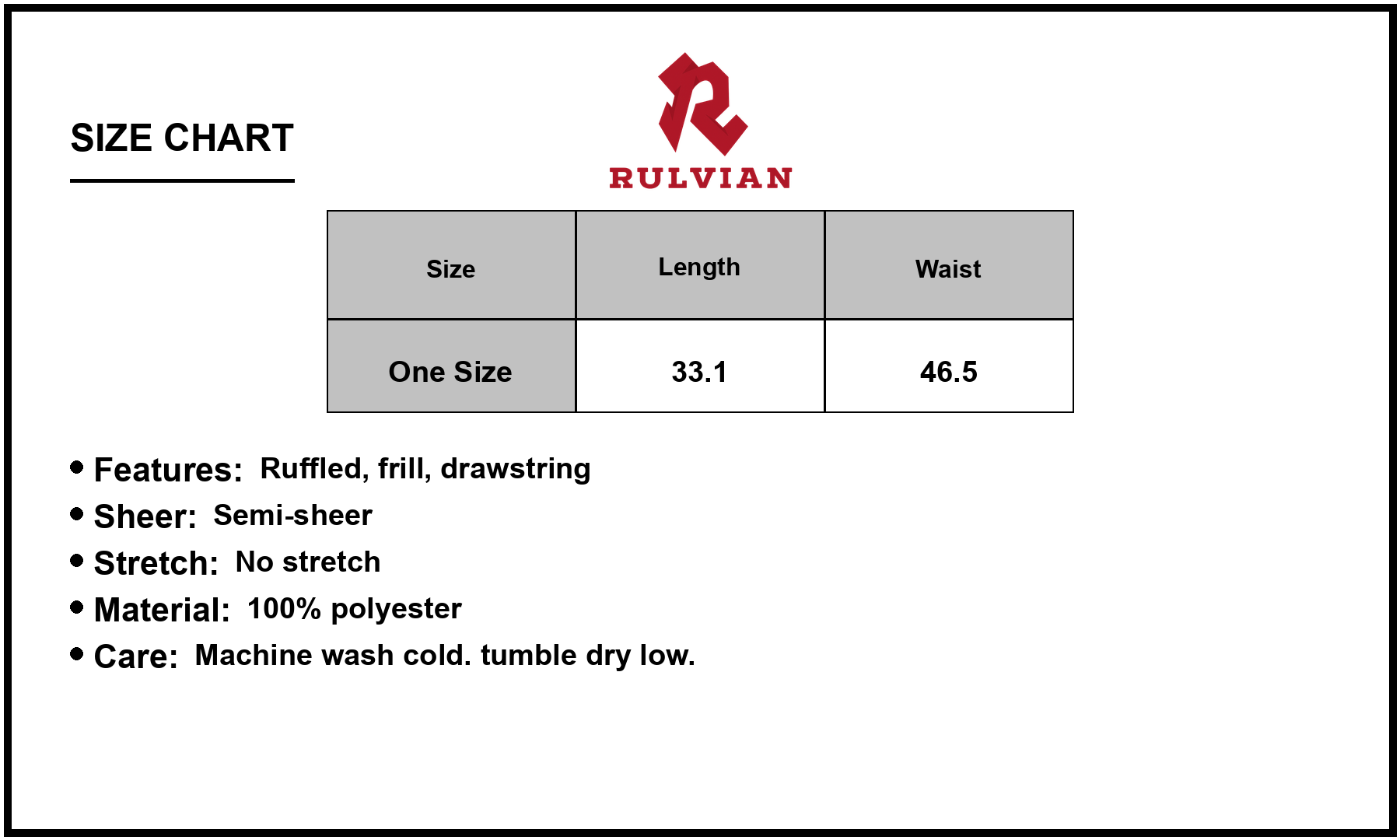 Size Chart - Women's Drawstring Ruffled Half Sleeve Mini Dress with Sheer Overlay 100% Polyester for Elegant Everyday Wear Chic