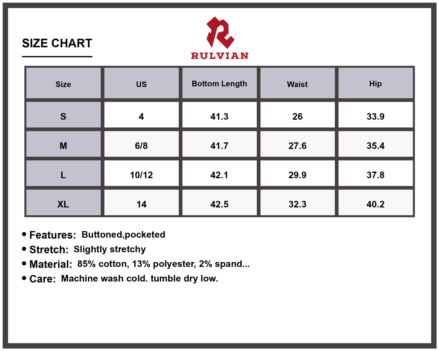 Size Chart - Women's High Waist Flare Denim Jeans Vintage Wash Buttoned Pocketed Premium Quality Durable Versatile Everyday Fashion