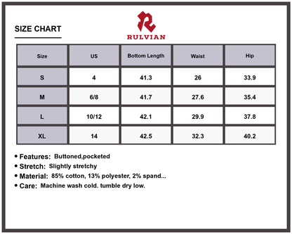 Size Chart - Women's High Waist Flare Denim Jeans Vintage Wash Buttoned Pocketed Premium Quality Durable Versatile Everyday Fashion