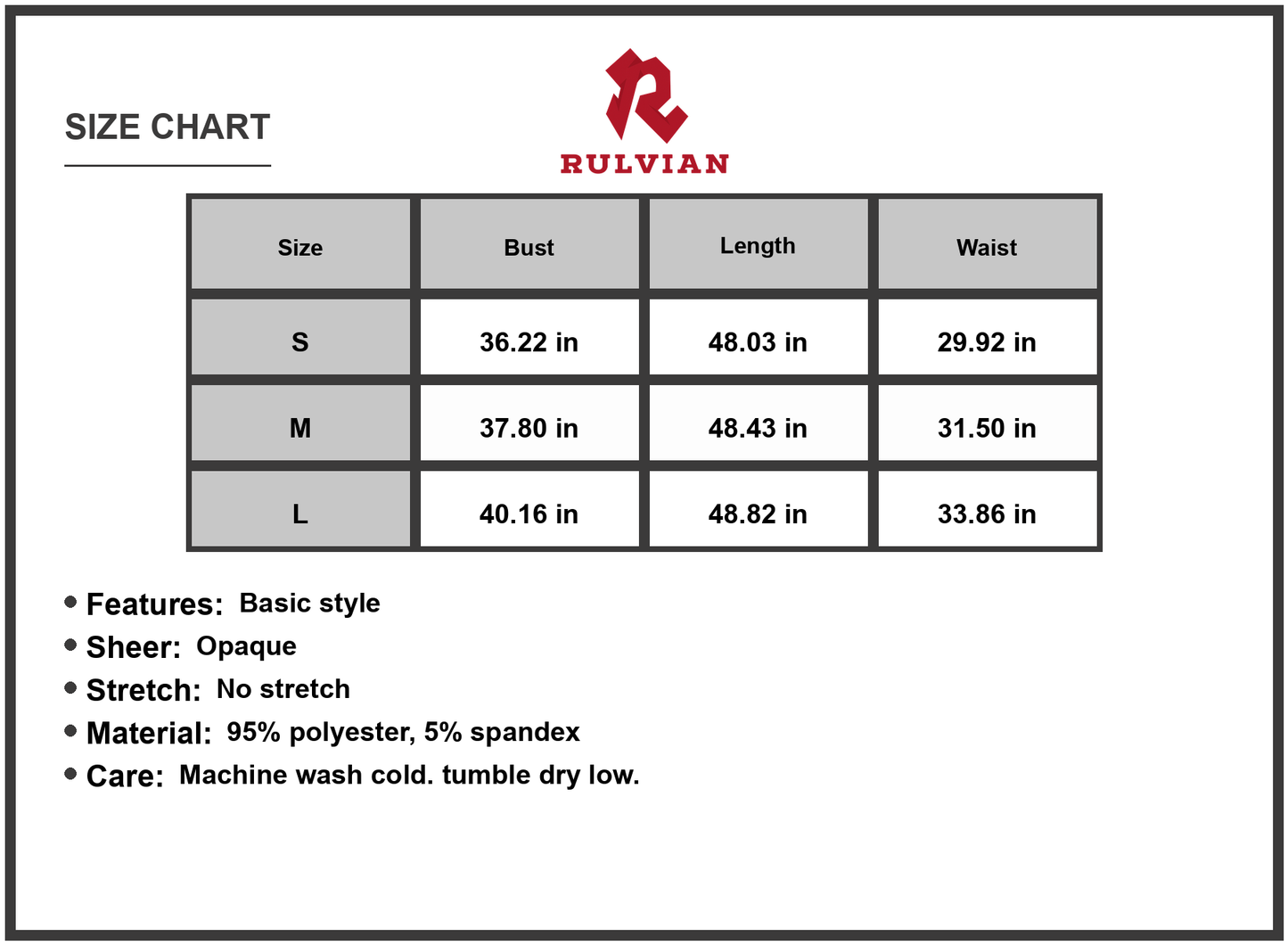 Size Chart - Women's Printed Surplice Short Sleeve Dress with Elegant Draping 95% Polyester 5% Spandex Fabric for Everyday Wear