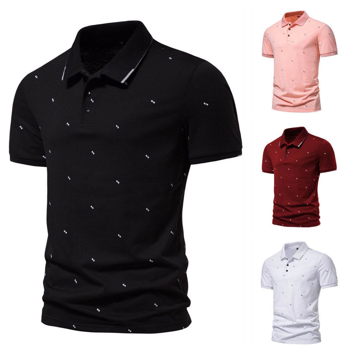 Men's Striped Polo Shirt Short Sleeve Casual 60% Polyester 40% Cotton Blend Fabric 100% Cotton Everyday Wear