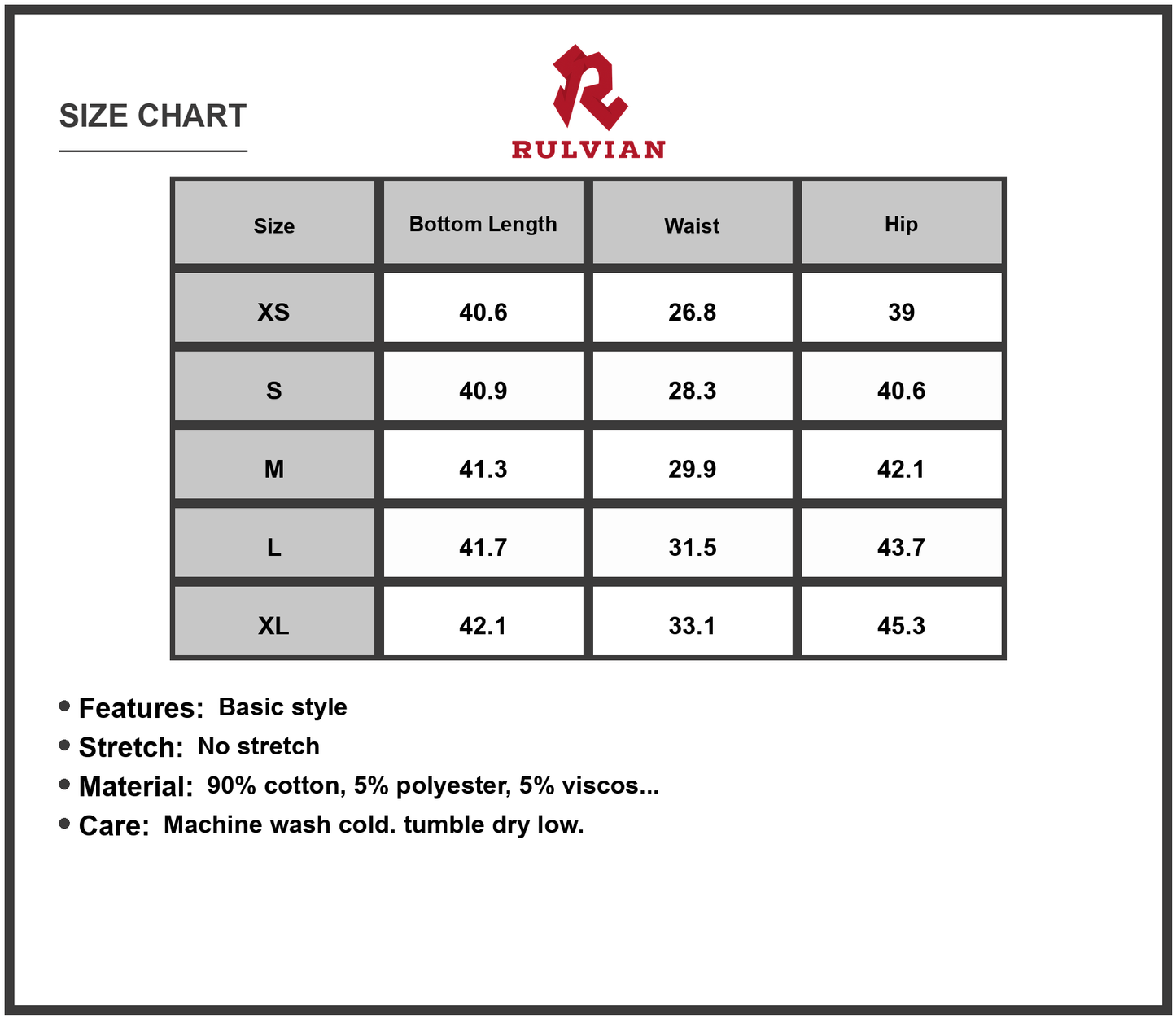 Size Chart - Mens Bootcut Baggy Jeans Classic Fit Durable Denim Pants for Casual Everyday Wear and Relaxed Outings for Day Comfort