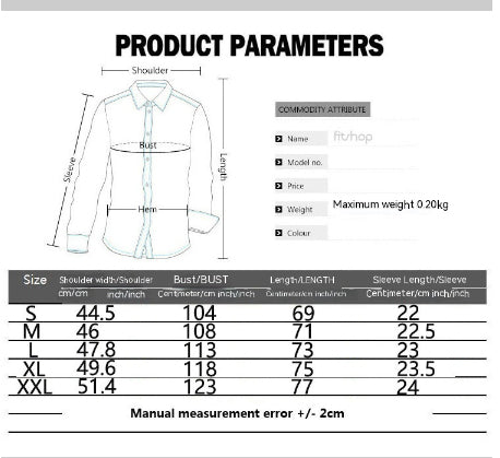Size Chart - Men's Short Sleeve Fashion Printed Polo Shirt